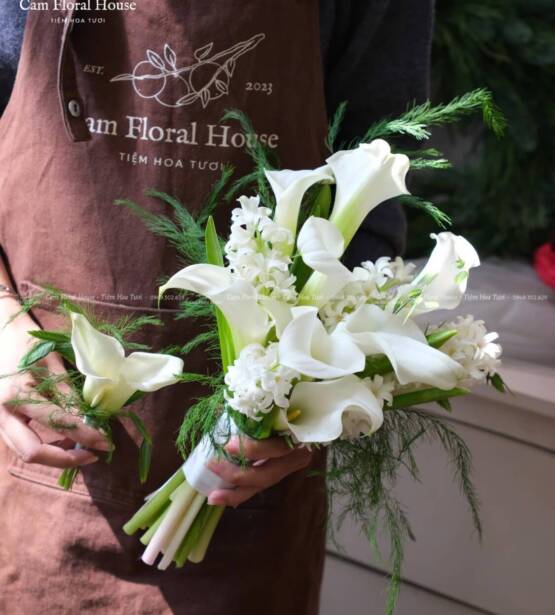 hoa cưới dạ lan hương phối calla lily trắng 2